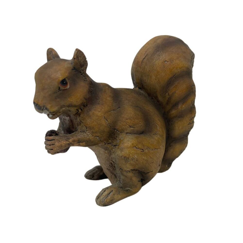 Vintage Ceramic Squirrel Miniature Brown Bushy Tailed Figurine 5"